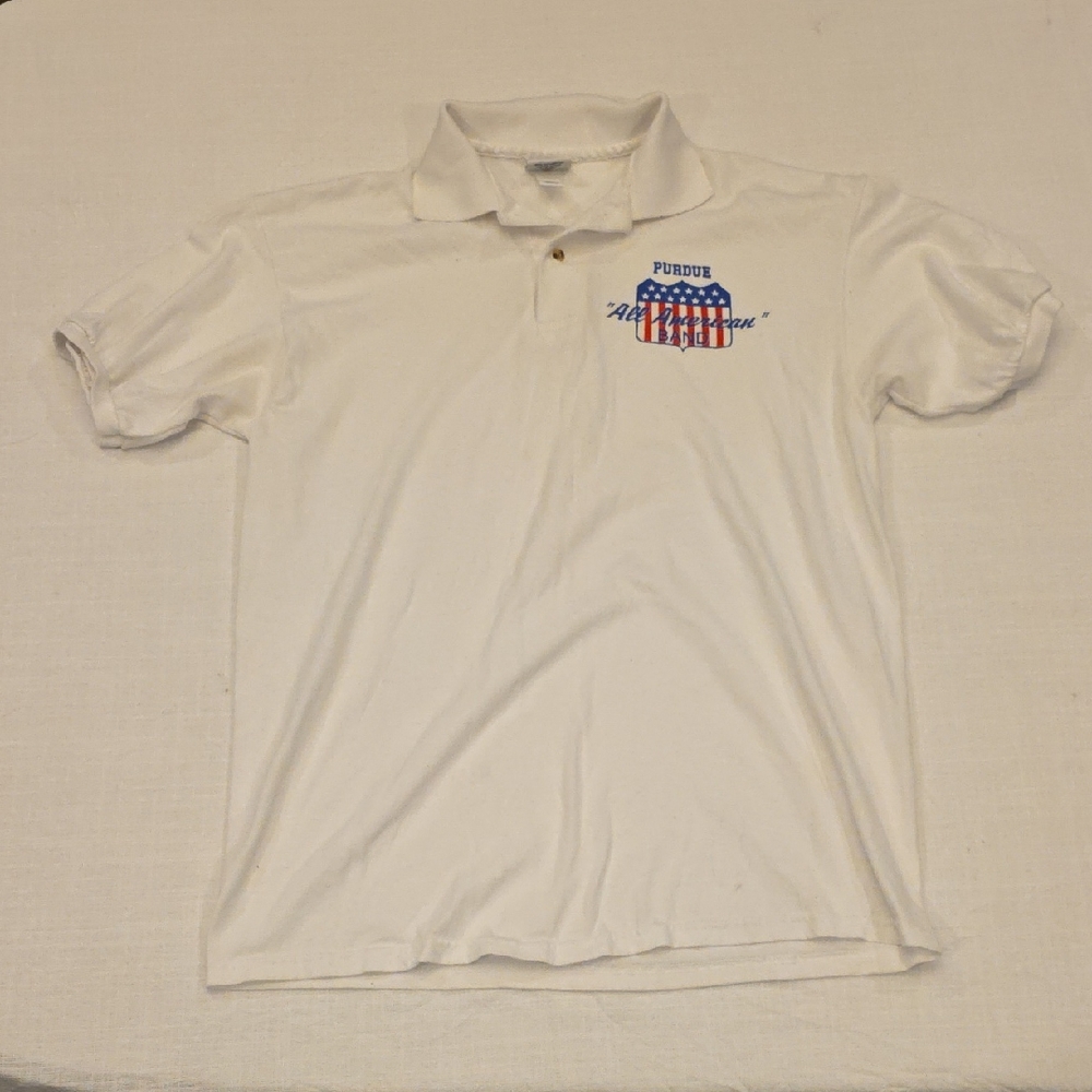 Anvil White Purdue All American Marching Band Polo Shirt